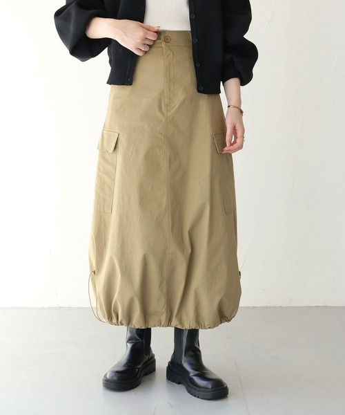 HER CLOSET（ハークローゼット）の「 【HER CLOSET】WEB限定ドローストリングカーゴバルーンスカート WEB LIMITED DRAWSTRING CARGO BALLOON SKIRT（スカート・レディース・ベージュ/ブルー・M）」の22枚目の写真