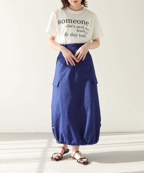 HER CLOSET（ハークローゼット）の「 【HER CLOSET】WEB限定ドローストリングカーゴバルーンスカート WEB LIMITED DRAWSTRING CARGO BALLOON SKIRT（スカート・レディース・ベージュ/ブルー・M）」の10枚目の写真