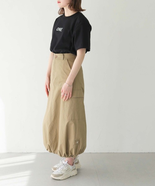 HER CLOSET（ハークローゼット）の「 【HER CLOSET】WEB限定ドローストリングカーゴバルーンスカート WEB LIMITED DRAWSTRING CARGO BALLOON SKIRT（スカート・レディース・ベージュ/ブルー・M）」の14枚目の写真