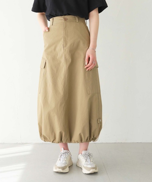 HER CLOSET（ハークローゼット）の「 【HER CLOSET】WEB限定ドローストリングカーゴバルーンスカート WEB LIMITED DRAWSTRING CARGO BALLOON SKIRT（スカート・レディース・ベージュ/ブルー・M）」の15枚目の写真