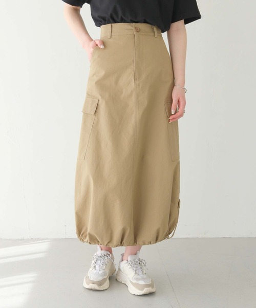 HER CLOSET（ハークローゼット）の「 【HER CLOSET】WEB限定ドローストリングカーゴバルーンスカート WEB LIMITED DRAWSTRING CARGO BALLOON SKIRT（スカート・レディース・ベージュ/ブルー・M）」の16枚目の写真