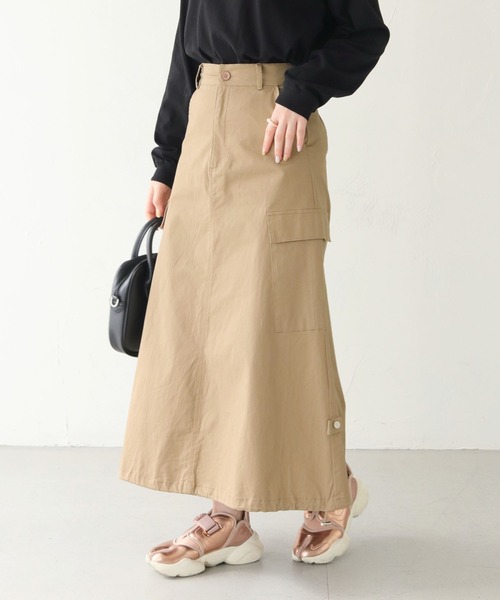 HER CLOSET（ハークローゼット）の「 【HER CLOSET】WEB限定ドローストリングカーゴバルーンスカート WEB LIMITED DRAWSTRING CARGO BALLOON SKIRT（スカート・レディース・ベージュ/ブルー・M）」の18枚目の写真