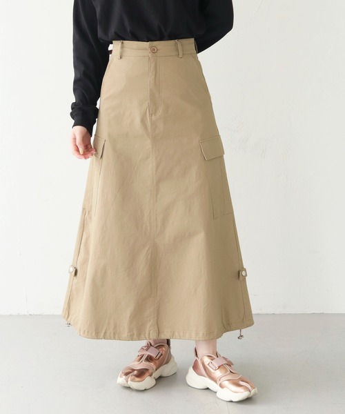 HER CLOSET（ハークローゼット）の「 【HER CLOSET】WEB限定ドローストリングカーゴバルーンスカート WEB LIMITED DRAWSTRING CARGO BALLOON SKIRT（スカート・レディース・ベージュ/ブルー・M）」の9枚目の写真