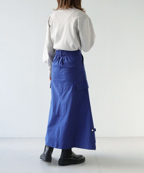 HER CLOSET（ハークローゼット）の「 【HER CLOSET】WEB限定ドローストリングカーゴバルーンスカート WEB LIMITED DRAWSTRING CARGO BALLOON SKIRT（スカート・レディース・ベージュ/ブルー・M）」の11枚目の写真
