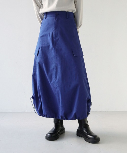 HER CLOSET（ハークローゼット）の「 【HER CLOSET】WEB限定ドローストリングカーゴバルーンスカート WEB LIMITED DRAWSTRING CARGO BALLOON SKIRT（スカート・レディース・ベージュ/ブルー・M）」の12枚目の写真