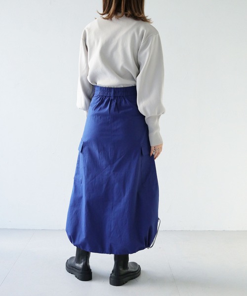 HER CLOSET（ハークローゼット）の「 【HER CLOSET】WEB限定ドローストリングカーゴバルーンスカート WEB LIMITED DRAWSTRING CARGO BALLOON SKIRT（スカート・レディース・ベージュ/ブルー・M）」の5枚目の写真