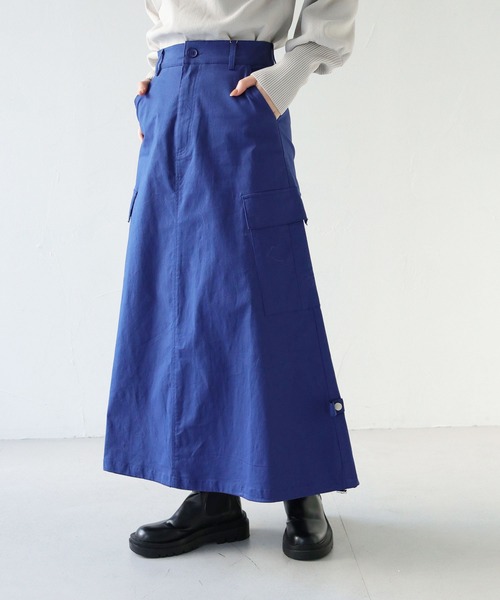 HER CLOSET（ハークローゼット）の「 【HER CLOSET】WEB限定ドローストリングカーゴバルーンスカート WEB LIMITED DRAWSTRING CARGO BALLOON SKIRT（スカート・レディース・ベージュ/ブルー・M）」の6枚目の写真