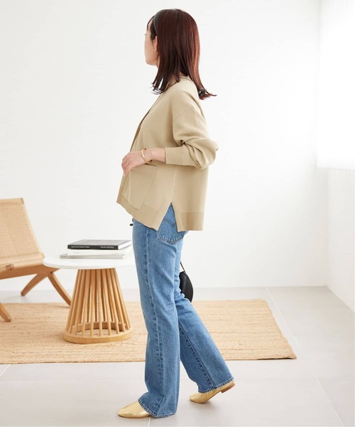 SLOBE IENA（スローブイエナ）の「《追加2》スムースニットカーディガン（カーディガン/ボレロ・レディース・ネイビー/ホワイト/ベージュ系その他/サックスブルー・FREE）」の21枚目の写真