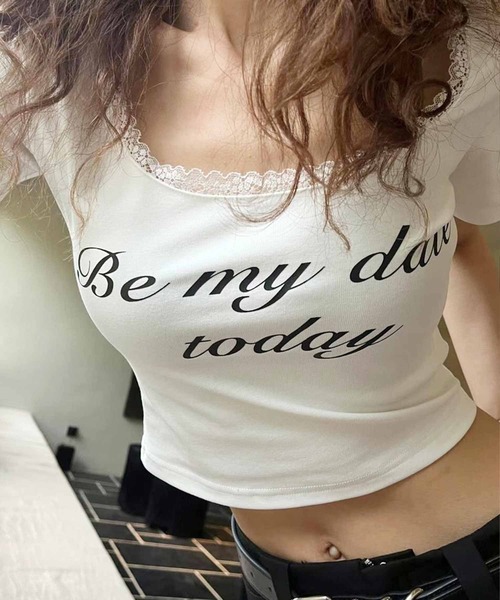 frunco（フランコ）の「レース付きクロップドバレエコアTシャツ（Tシャツ/カットソー・レディース・ブラック/ホワイト・FREE）」の3枚目の写真