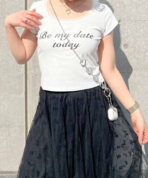 frunco（フランコ）の「レース付きクロップドバレエコアTシャツ（Tシャツ/カットソー・レディース・ブラック/ホワイト・FREE）」の11枚目の写真