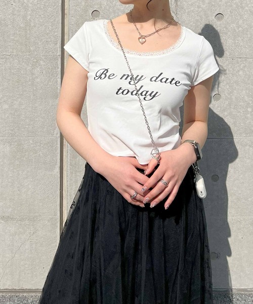 frunco（フランコ）の「レース付きクロップドバレエコアTシャツ（Tシャツ/カットソー・レディース・ブラック/ホワイト・FREE）」の14枚目の写真