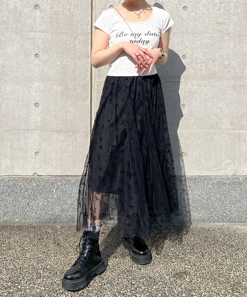 frunco（フランコ）の「レース付きクロップドバレエコアTシャツ（Tシャツ/カットソー・レディース・ブラック/ホワイト・FREE）」の17枚目の写真