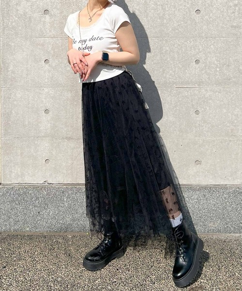 frunco（フランコ）の「レース付きクロップドバレエコアTシャツ（Tシャツ/カットソー・レディース・ブラック/ホワイト・FREE）」の19枚目の写真