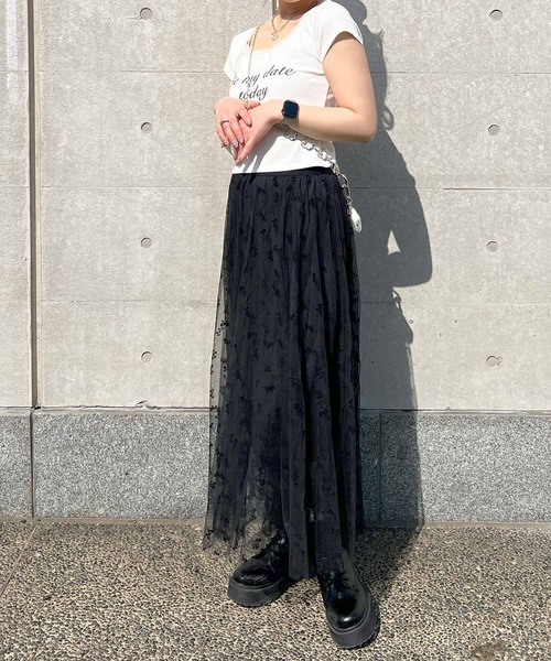 frunco（フランコ）の「レース付きクロップドバレエコアTシャツ（Tシャツ/カットソー・レディース・ブラック/ホワイト・FREE）」の20枚目の写真