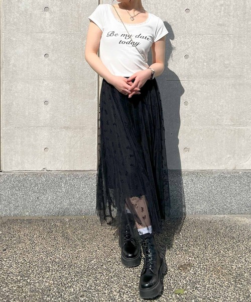 frunco（フランコ）の「レース付きクロップドバレエコアTシャツ（Tシャツ/カットソー・レディース・ブラック/ホワイト・FREE）」の21枚目の写真