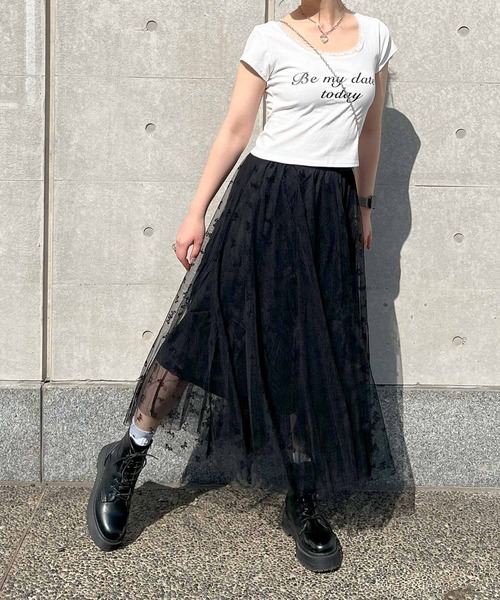 frunco（フランコ）の「レース付きクロップドバレエコアTシャツ（Tシャツ/カットソー・レディース・ブラック/ホワイト・FREE）」の22枚目の写真