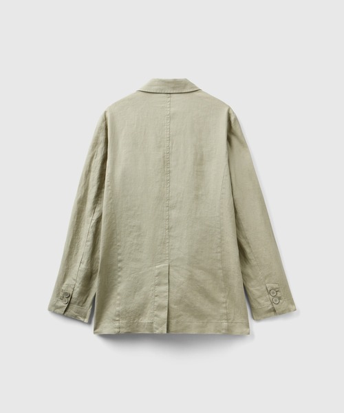BENETTON (UNITED COLORS OF BENETTON)(ベネトンユナイテッドカラーズオブベネトン)の「リネン100%2ボタンカジュアルジャケット(テーラードジャケット・レディース・ブラック/カーキ/ピンクベージュ/イエロー/ベージュ/グリーン・40/38/42/36)」の16枚目の写真