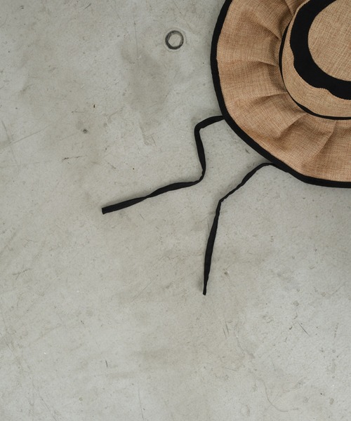 CIAOPANIC TYPY（チャオパニックティピー）の「【KIDS】ジュート風プリーツハット（ハット・キッズ・ブラック/ベージュ/アイボリー・ONE SIZE）」の8枚目の写真