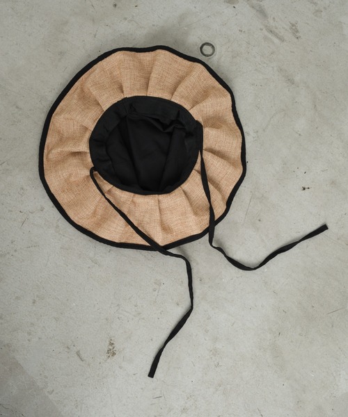 CIAOPANIC TYPY（チャオパニックティピー）の「【KIDS】ジュート風プリーツハット（ハット・キッズ・ブラック/ベージュ/アイボリー・ONE SIZE）」の6枚目の写真