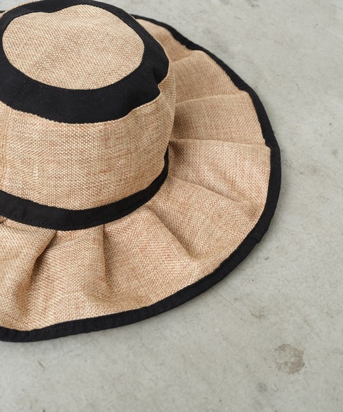 CIAOPANIC TYPY（チャオパニックティピー）の「【KIDS】ジュート風プリーツハット（ハット・キッズ・ブラック/ベージュ/アイボリー・ONE SIZE）」の5枚目の写真