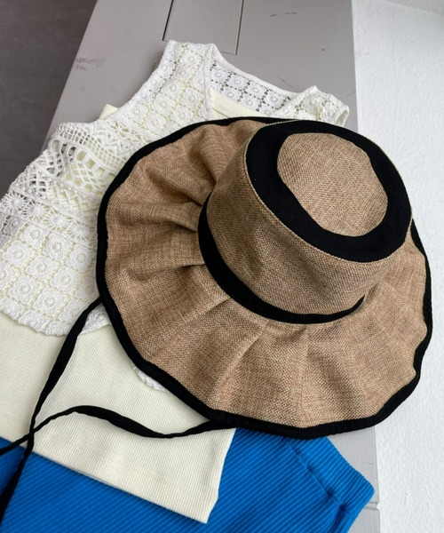 CIAOPANIC TYPY（チャオパニックティピー）の「【KIDS】ジュート風プリーツハット（ハット・キッズ・ブラック/ベージュ/アイボリー・ONE SIZE）」の17枚目の写真