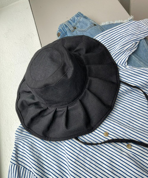 CIAOPANIC TYPY（チャオパニックティピー）の「【KIDS】ジュート風プリーツハット（ハット・キッズ・ブラック/ベージュ/アイボリー・ONE SIZE）」の16枚目の写真