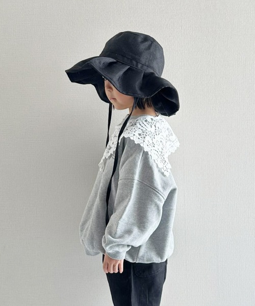 CIAOPANIC TYPY（チャオパニックティピー）の「【KIDS】ジュート風プリーツハット（ハット・キッズ・ブラック/ベージュ/アイボリー・ONE SIZE）」の11枚目の写真