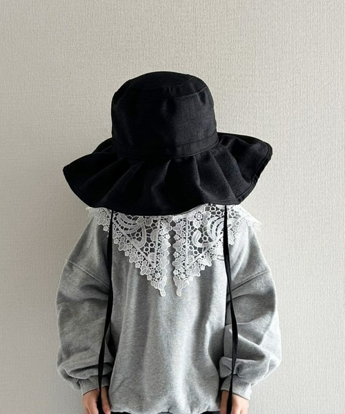 CIAOPANIC TYPY（チャオパニックティピー）の「【KIDS】ジュート風プリーツハット（ハット・キッズ・ブラック/ベージュ/アイボリー・ONE SIZE）」の15枚目の写真