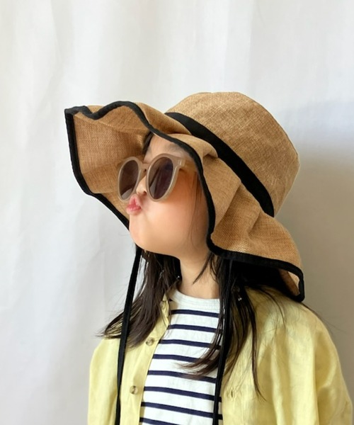 CIAOPANIC TYPY（チャオパニックティピー）の「【KIDS】ジュート風プリーツハット（ハット・キッズ・ブラック/ベージュ/アイボリー・ONE SIZE）」の14枚目の写真