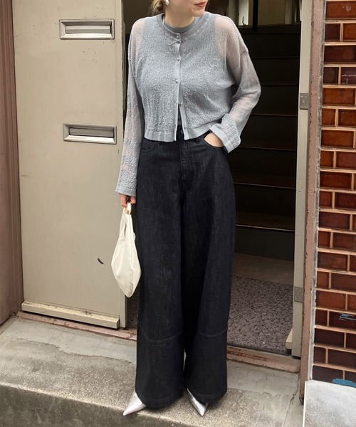 セール】デニムバギーパンツ -洗濯機洗い可-（デニムパンツ）｜Audrey  