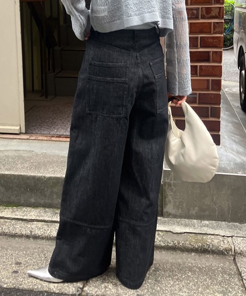audrey and john wad(オードリーアンドジョンワッド)の「デニムバギーパンツ -洗濯機洗い可-(デニムパンツ・レディース・ブラック/インディゴブルー・マルチサイズ)」の6枚目の写真