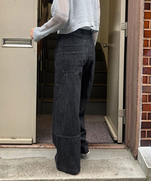 audrey and john wad(オードリーアンドジョンワッド)の「デニムバギーパンツ -洗濯機洗い可-(デニムパンツ・レディース・ブラック/インディゴブルー・マルチサイズ)」の5枚目の写真