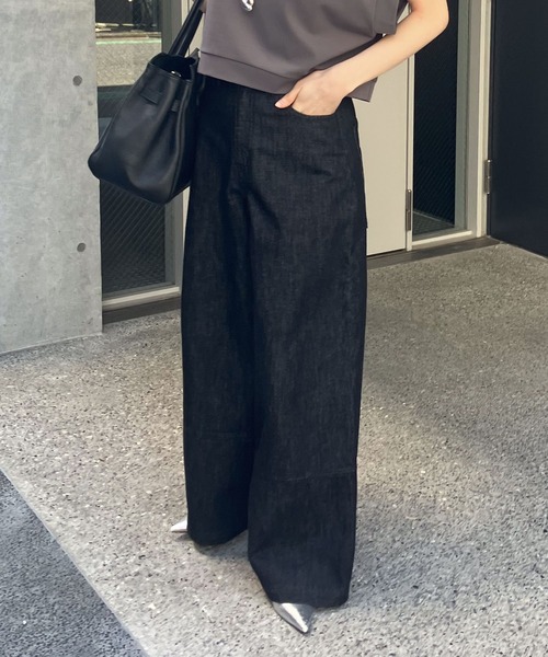 audrey and john wad(オードリーアンドジョンワッド)の「デニムバギーパンツ -洗濯機洗い可-(デニムパンツ・レディース・ブラック/インディゴブルー・マルチサイズ)」の21枚目の写真