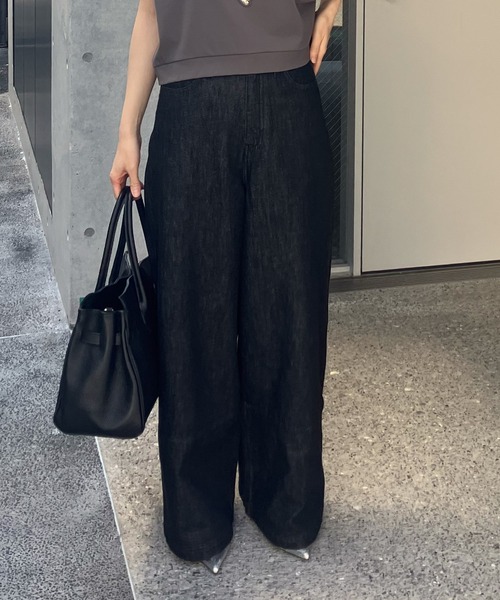 セール】デニムバギーパンツ -洗濯機洗い可-（デニムパンツ）｜Audrey  