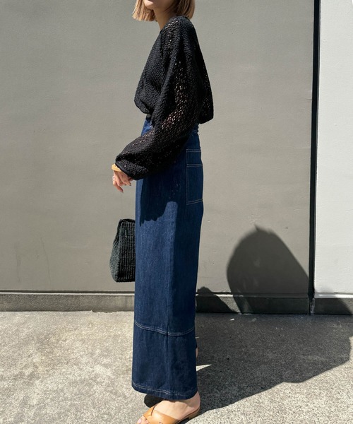 audrey and john wad(オードリーアンドジョンワッド)の「デニムバギーパンツ -洗濯機洗い可-(デニムパンツ・レディース・ブラック/インディゴブルー・マルチサイズ)」の12枚目の写真