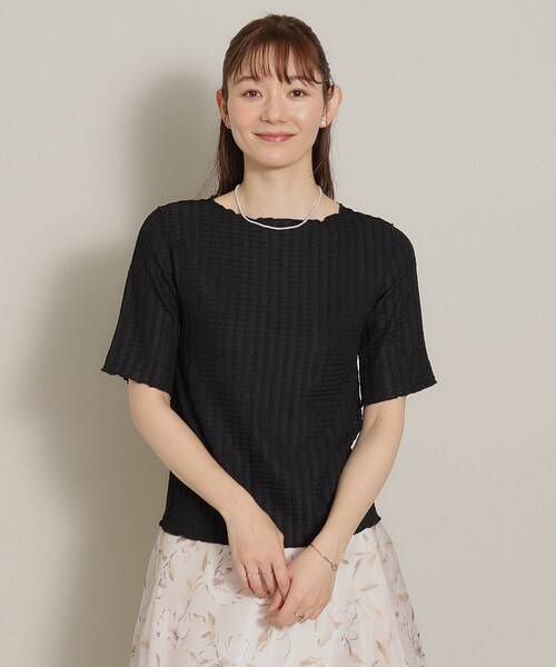 ITS'DEMO（イッツデモ）の「◆【M・Lサイズ展開／レイヤードに】ジャカードカットプルオーバー（Tシャツ/カットソー・レディース・ピンク/オフホワイト/ブラック/サックスブルー・38/40）」の16枚目の写真