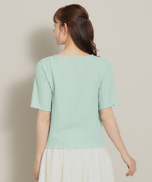 ITS'DEMO（イッツデモ）の「◆【M・Lサイズ展開／レイヤードに】ジャカードカットプルオーバー（Tシャツ/カットソー・レディース・ピンク/オフホワイト/ブラック/サックスブルー・38/40）」の8枚目の写真