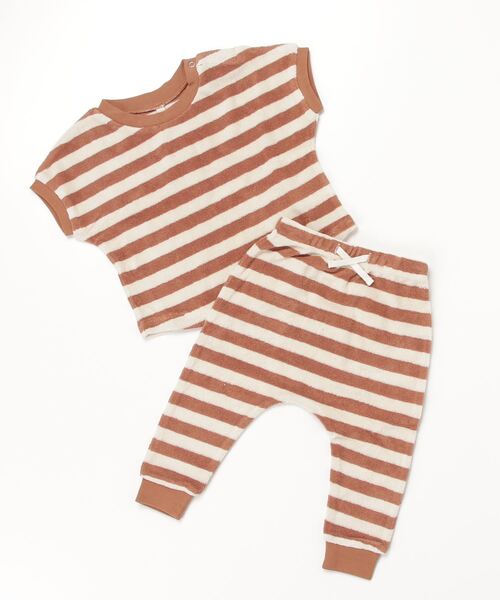 【セール】『Quincy Mae』TERRY TEE + PANT SET | AMBER-STRIPE（その他ベビー用品）｜Quincy Mae（クインシーメイ）
