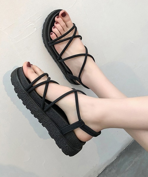 Miniministore(ミニミニストア)の「厚底サンダル サマー 履きやすい(サンダル・レディース・ベージュ/ピンク/ブラック・23.0cm/24.5cm/25.0cm/24.0cm/22.5cm/23.5cm)」の1枚目の写真