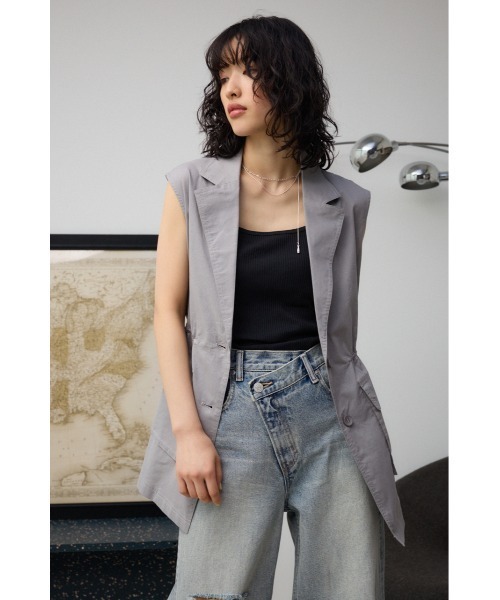 AZUL by moussy(アズールバイマウジー)の「ドローストリングシアーベスト(ベスト・レディース・グレー/アイボリー/ブラック・FREE)」の15枚目の写真