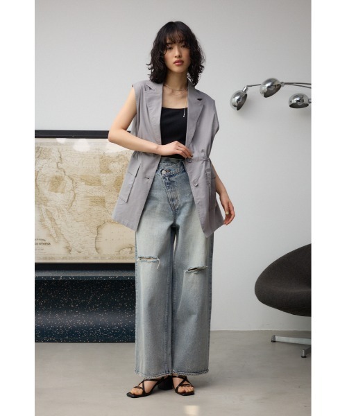 AZUL by moussy(アズールバイマウジー)の「ドローストリングシアーベスト(ベスト・レディース・グレー/アイボリー/ブラック・FREE)」の13枚目の写真