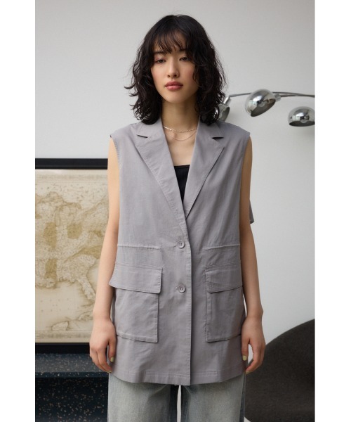 AZUL by moussy(アズールバイマウジー)の「ドローストリングシアーベスト(ベスト・レディース・グレー/アイボリー/ブラック・FREE)」の12枚目の写真