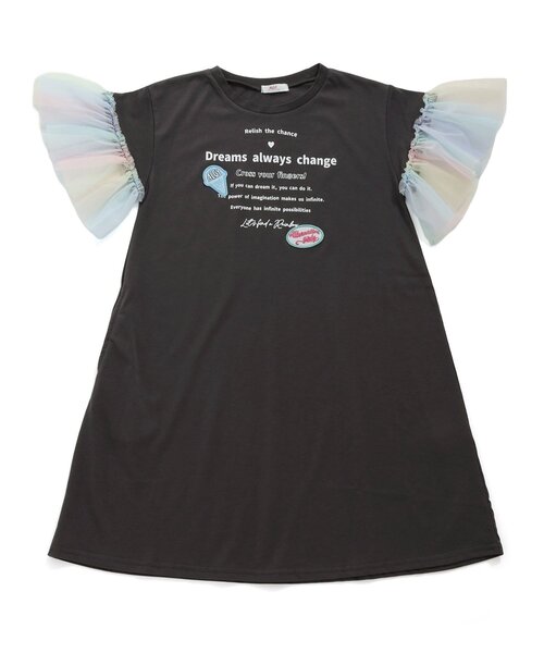 algy（アルジー）の「レインボースリーブワンピ（ワンピース・キッズ・ラベンダー/チャコール/オフホワイト・XXX-SMALL/XX-SMALL/X-SMALL/SMALL/MEDIUM）」の2枚目の写真