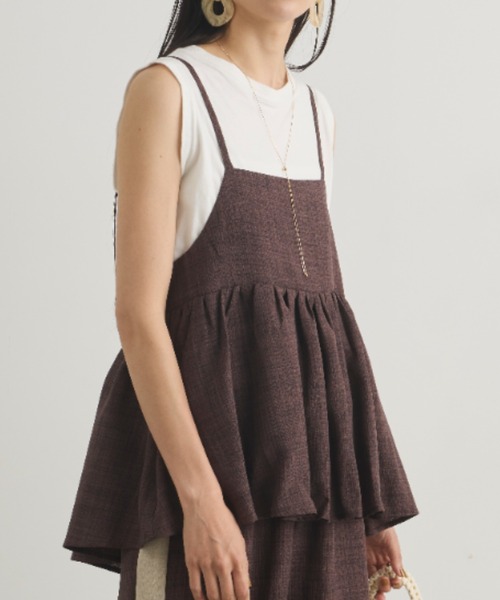 Libra Cue（リブラ キュー）の「リネンライクマルチウェイビスチェ（シャツ/ブラウス・レディース・ブラック/ベージュ/ブラウン・FREE）」の12枚目の写真