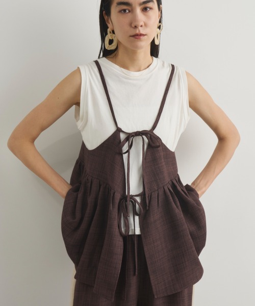 Libra Cue（リブラ キュー）の「リネンライクマルチウェイビスチェ（シャツ/ブラウス・レディース・ブラック/ベージュ/ブラウン・FREE）」の14枚目の写真