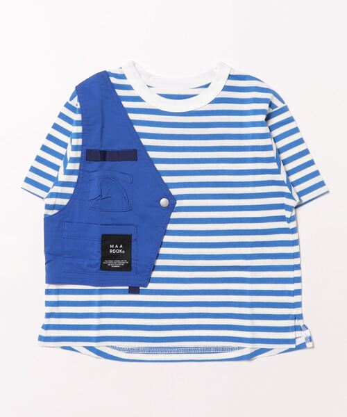 maarook（マルーク）の「ボーダーアシメトリーベストTシャツ（Tシャツ/カットソー・キッズ・ブラック/ブルー・90cm/100cm/110cm/120cm/130cm）」の2枚目の写真