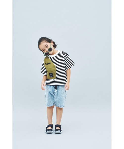 maarook（マルーク）の「ボーダーアシメトリーベストTシャツ（Tシャツ/カットソー・キッズ・ブラック/ブルー・90cm/100cm/110cm/120cm/130cm）」の4枚目の写真