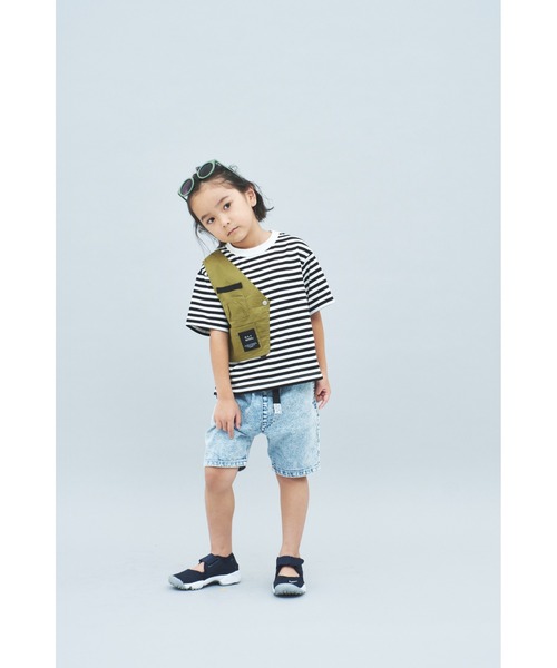 maarook（マルーク）の「ボーダーアシメトリーベストTシャツ（Tシャツ/カットソー・キッズ・ブラック/ブルー・90cm/100cm/110cm/120cm/130cm）」の5枚目の写真