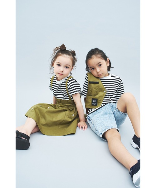 maarook（マルーク）の「ボーダーアシメトリーベストTシャツ（Tシャツ/カットソー・キッズ・ブラック/ブルー・90cm/100cm/110cm/120cm/130cm）」の7枚目の写真