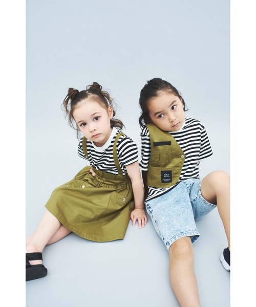 maarook（マルーク）の「ボーダーアシメトリーベストTシャツ（Tシャツ/カットソー・キッズ・ブラック/ブルー・90cm/100cm/110cm/120cm/130cm）」の8枚目の写真